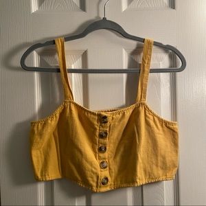 Yellow Buttoned Crop Top